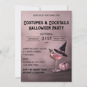 Elegante Pink Potion & Hexenhut Halloween-Party Einladung