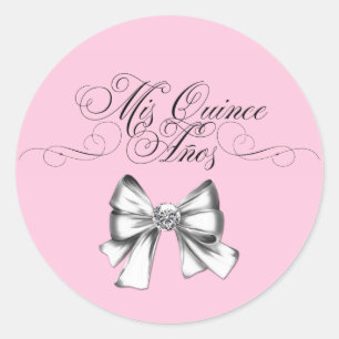 Elegante Pink Quinceanera-Aufkleber Runder Aufkleber