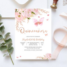 Elegante Pink Quinceañera-Einladung