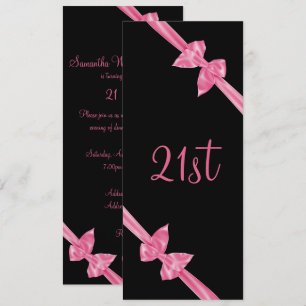 Elegante Pink Satin Bows 21. Geburtstag Einladung