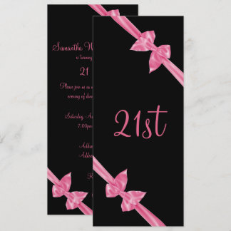 Elegante Pink Satin Bows 21. Geburtstag Einladung