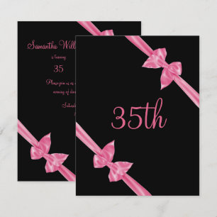 Elegante Pink Satin Bows 35. Geburtstag Einladung