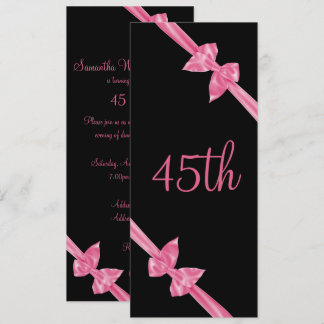 Elegante Pink Satin Bows 45. Geburtstag Einladung