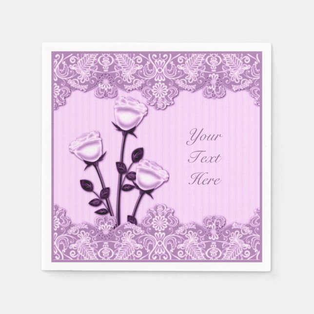 Elegante Pink Satin Rose und Lace Napkins Serviette (Vorderseite)
