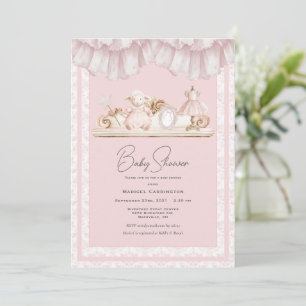 Elegante Pink-Toile-Vintage-Whimsical-Baby-Shower Einladung