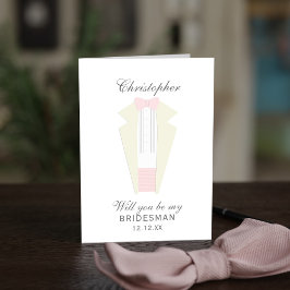 Elegante Pink Tuxedo Bridesman Trauzeuge Card Einladung