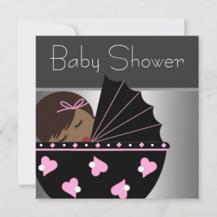 Elegante Pink- und Black-Baby-Dusche Einladung