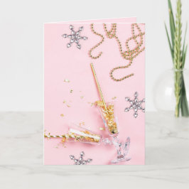 Elegante Pink- und Gold-Champagner-Feier Karte