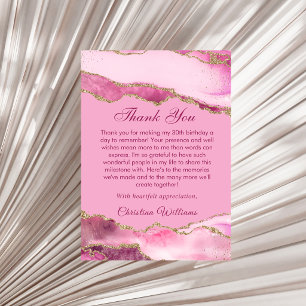 Elegante Pink- und Gold-Geburtstagsfeier Danke