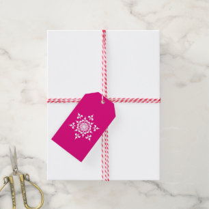 Elegante Pink-und weißesweihnachtsschneeflocke Geschenkanhänger