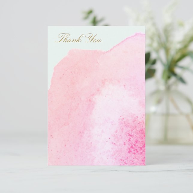 Elegante Pink Watercolor Vielen Dank Dankeskarte (Stehend Vorderseite)