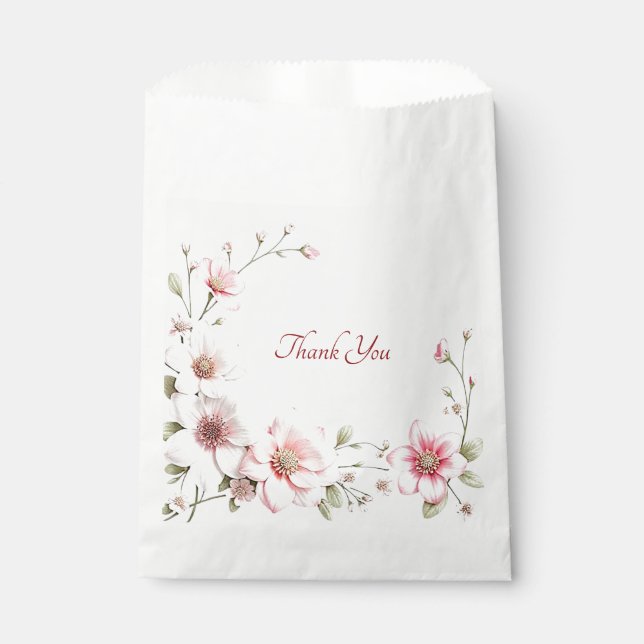 Elegante Pink White Floral Gevor Bag Geschenktütchen (Vorderseite)