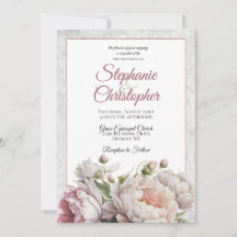 Elegante Pink White Floral Peonies Wedding