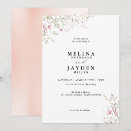 Elegante Pink Wild Floral Wedding Einladung