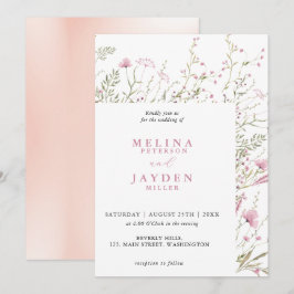 Elegante Pink Wild Floral Wedding Einladung
