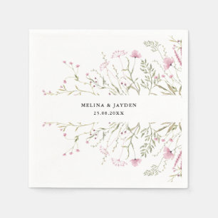 Elegante Pink Wild Floral Wedding Serviette