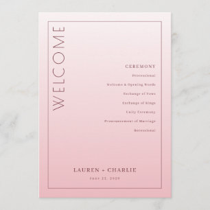 Elegante Pink Zeremonie Zeitplan Programm