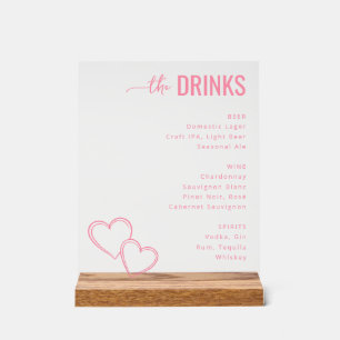Elegante Pinke Minimalistische Getränkekarte Acrylschild