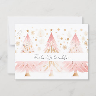 Elegante pinke und goldene Weihnachtsbäume Postkarte