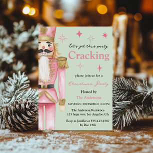 Elegante pinkfarbene Nussknacker-Weihnachtsfeier Einladung
