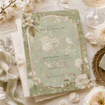 Elegante Pistazien-Grün Florale Vogelgarten-Hochze