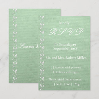 Elegante Pistazien-grüne Hochzeits-RSVP-Karte RSVP Karte