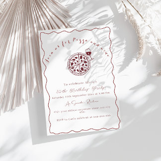 Elégante pizza et invitation à l'anniversaire du v