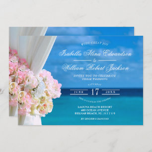 Elégante Plage Florale Plage Mariage Invitation