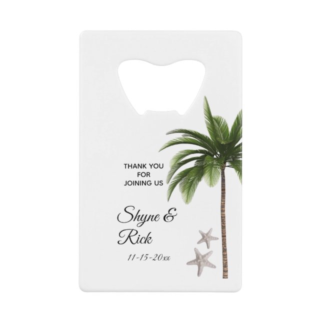Elégante Plage Mariage Palm Tree Merci Favor (Devant)