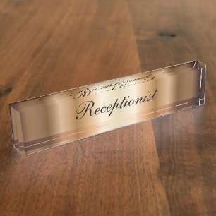 Élégante plaque de nom du bureau réceptionniste