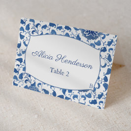 Elegante Platzkarte von Hochzeiten in Blau und Wei Tischnummer