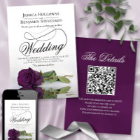 Elegante Plum Lila Rose Extravagant QR Code Hochze