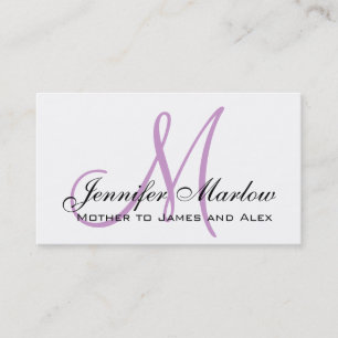 Élégante Plum Monogramme Carte d'appel personnalis