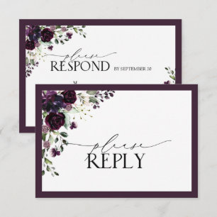 Elégante Plum violet aquarelle florale RSVP