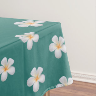 Elegante Plumeria-Blume auf Aquamarinem Tablecloth Tischdecke