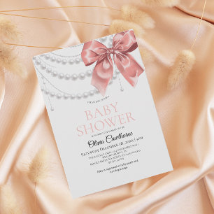 Elegante Plüsch-Schleife Mädchen-Baby-Party Einladung