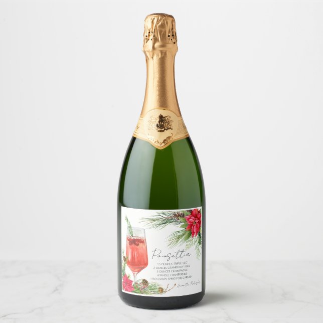 Elegante Poinsettia Cocktail Rezept Champagner (Vorderseite)