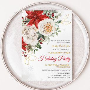 Elegante Poinsettia Company Holiday Party Einladung