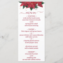 Elegante Poinsettia Rotes Weihnachtsmenü Menükarte