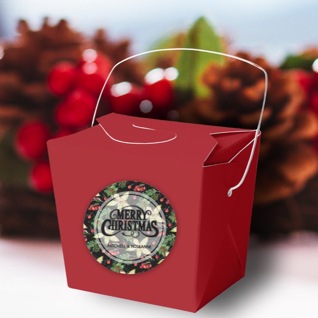 Elegante Poinsettia und Berries Small Runder Aufkleber (Sheet of 20 1-1/2" stickers personalized with your details (box sold separately.))