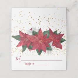 Elegante Poinsettia Weihnachtsfeier Platzkarte