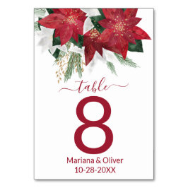 Elegante Poinsettia Weihnachtsfeier Tischnummer