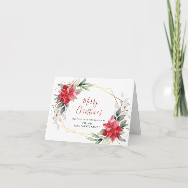 Elegante Poinsettia Weihnachtsgrüße Feiertagskarte (Vorderseite)