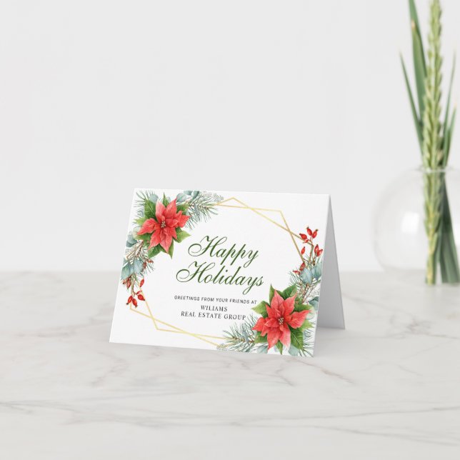 Elegante Poinsettia Weihnachtsgrüße Feiertagskarte (Vorderseite)