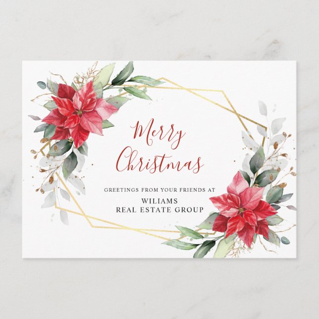 Elegante Poinsettia Weihnachtsgrüße Feiertagskarte (Vorderseite)