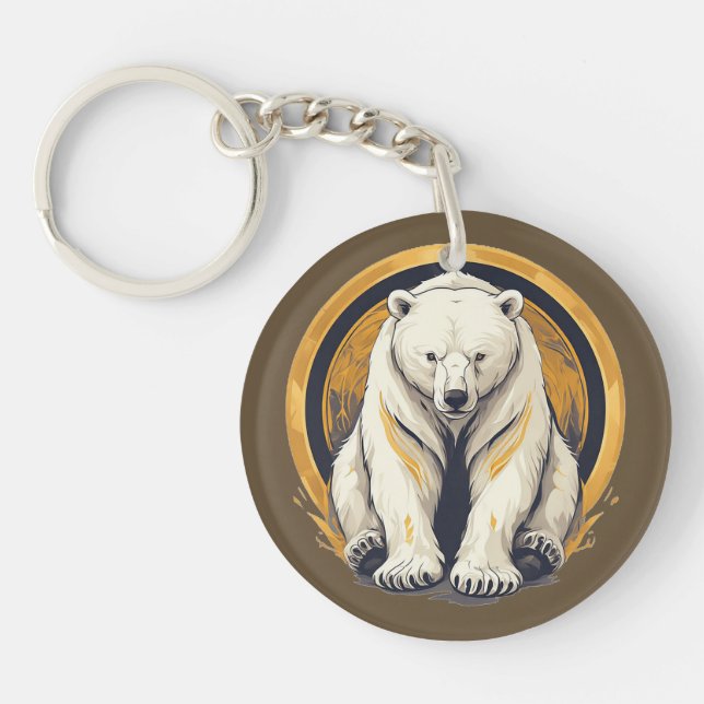 Elegante Polar Bear Illustration Schlüsselanhänger (Vorderseite)