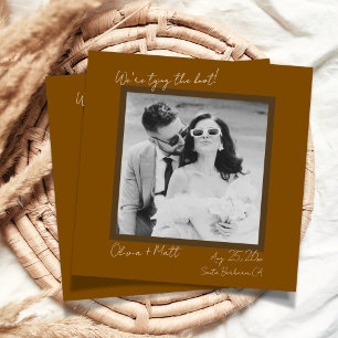 Elegante Polaroid Save-the-Date-Hochzeit Braun Einladung