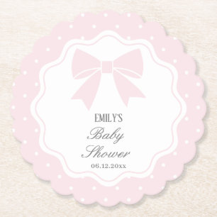 Elegante Polka Dots Baby Pink Schleife Baby Mädche Untersetzer