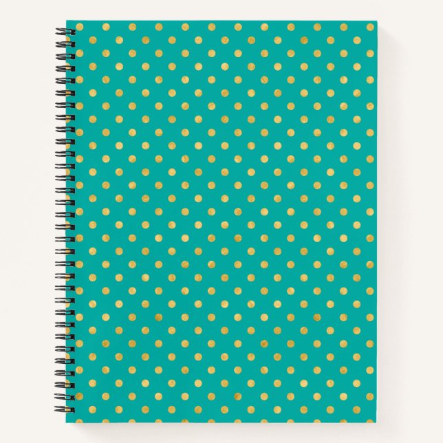 Elegante Polka Dots - Mint & Gold- Notizbuch (Vorderseite)