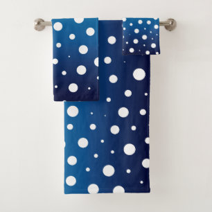Elegante Polka-Punkte - Ocean Blue und White Badhandtuch Set